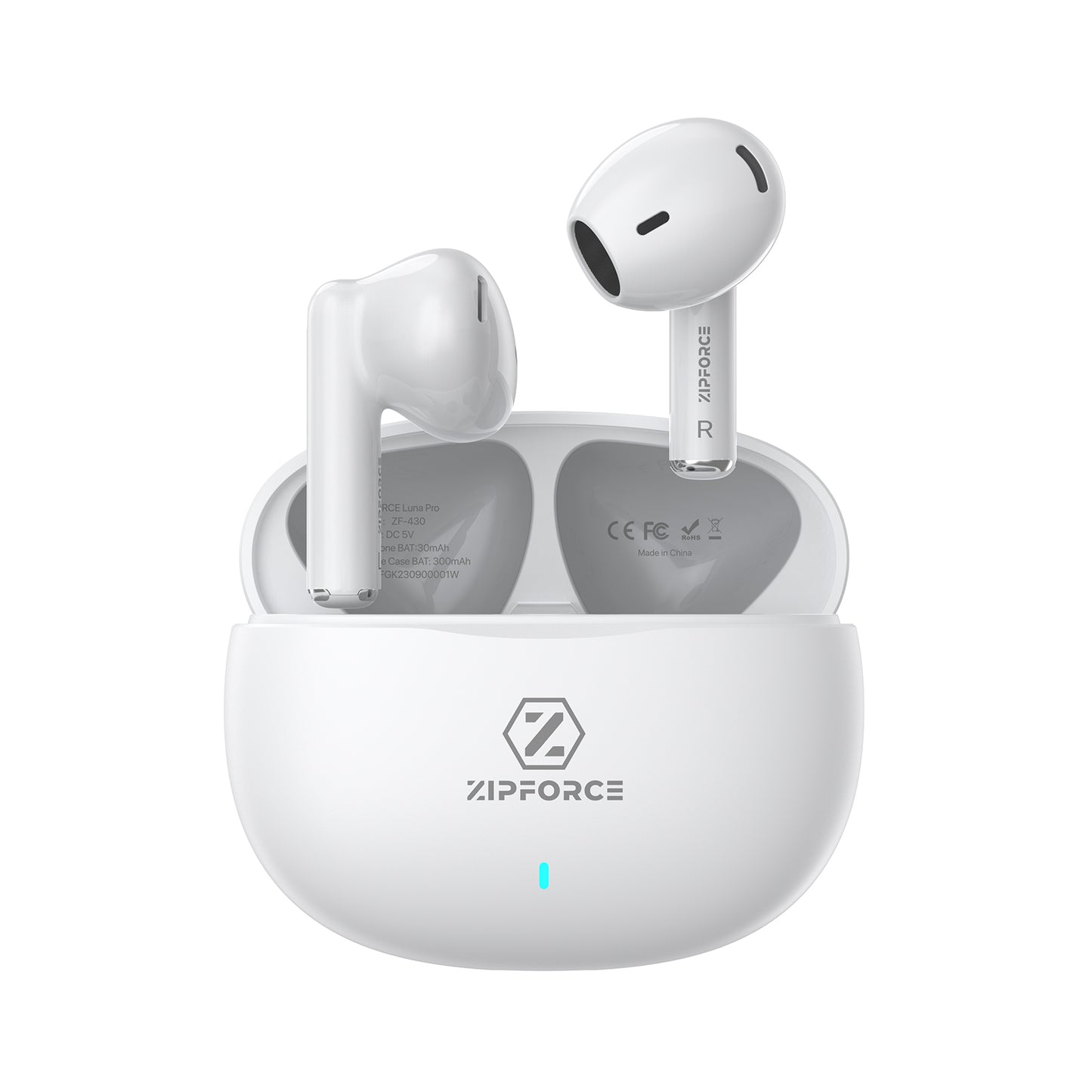 ZIPFORCE True Wireless Earbuds, in-Ear Bluetooth 5.3 Headphones 4-Mics ENC Clear Call, Bluetooth Earbuds Touch Control 40 Playtime, IPX6 Waterproof TWS, Light-Weight Earphones