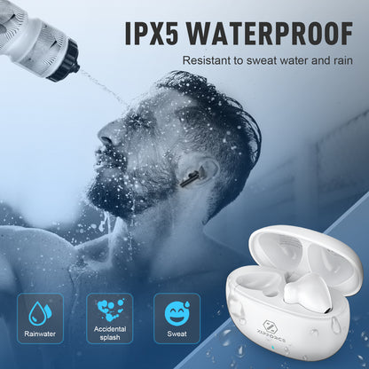ZIPFORCE True Wireless Earbuds, in-Ear Bluetooth 5.3 Headphones 4-Mics ENC Clear Call, Bluetooth Earbuds Touch Control 40 Playtime, IPX6 Waterproof TWS, Light-Weight Earphones