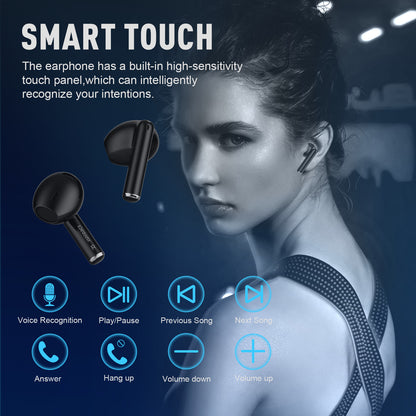 ZIPFORCE True Wireless Earbuds, in-Ear Bluetooth 5.3 Headphones 4-Mics ENC Clear Call, Bluetooth Earbuds Touch Control 40 Playtime, IPX6 Waterproof TWS, Light-Weight Earphones