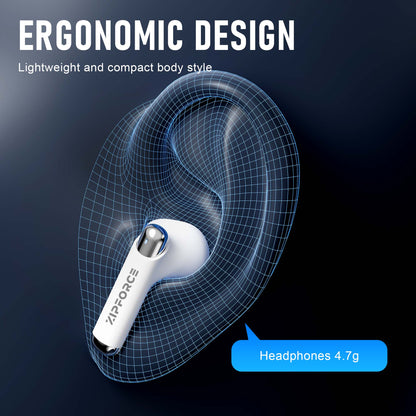 ZIPFORCE True Wireless Earbuds, Fully in-Ear Bluetooth 5.3 Headphones 4-Mics ENC Clear Call, Bluetooth Earbuds Touch Control 40 Playtime, IPX5 Waterproof TWS, Light-Weight Earphones