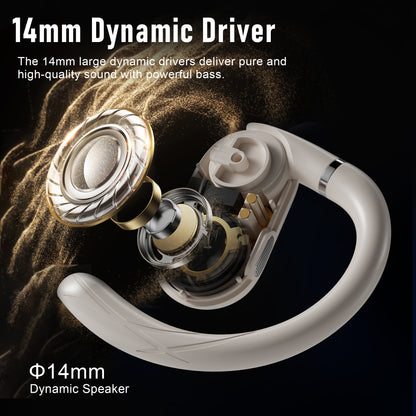 ZIPFORCE True Wireless Earbuds, Open-Ear Bluetooth 5.4 Headphones 4-Mics ENC Clear Call, OWS Bluetooth Earbuds Touch Control, IPX6 Waterproof TWS, Light-Weight Earphones