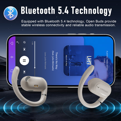 ZIPFORCE True Wireless Earbuds, Open-Ear Bluetooth 5.4 Headphones 4-Mics ENC Clear Call, OWS Bluetooth Earbuds Touch Control, IPX6 Waterproof TWS, Light-Weight Earphones