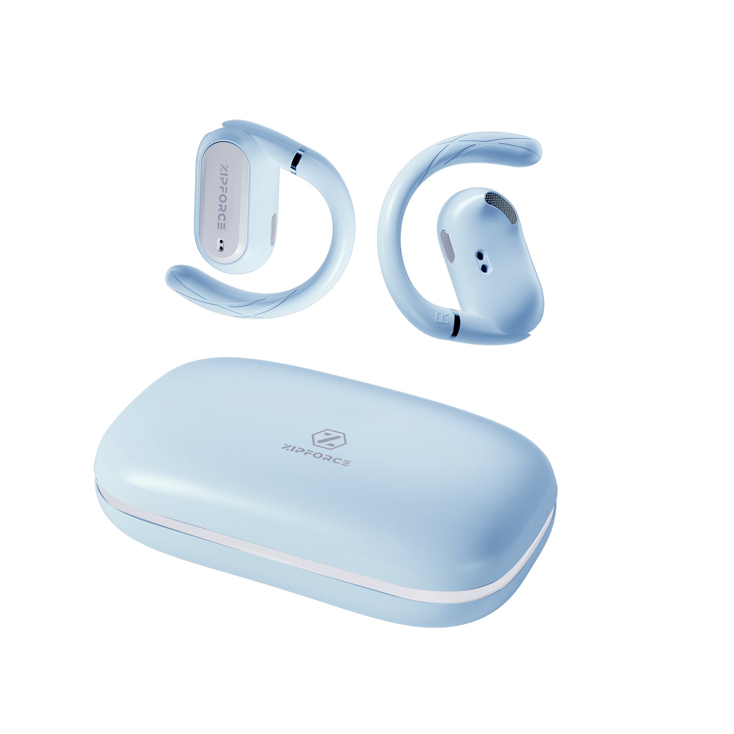 ZIPFORCE True Wireless Earbuds, Open-Ear Bluetooth 5.4 Headphones 4-Mics ENC Clear Call, OWS Bluetooth Earbuds Touch Control, IPX6 Waterproof TWS, Light-Weight Earphones