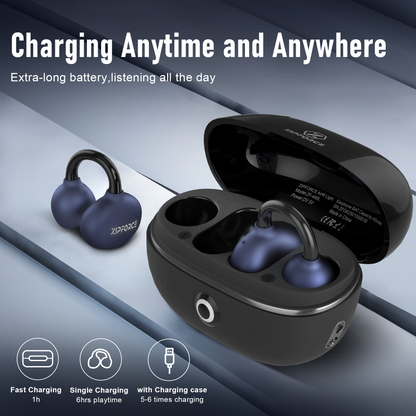 ZIPFORCE True Wireless Earbuds, Open-Ear Bluetooth 5.4 Headphones 2-Mics Clear Call, OWS Bluetooth Earphones Touch Control, IPX4 Waterproof TWS, Light-Weight, Black