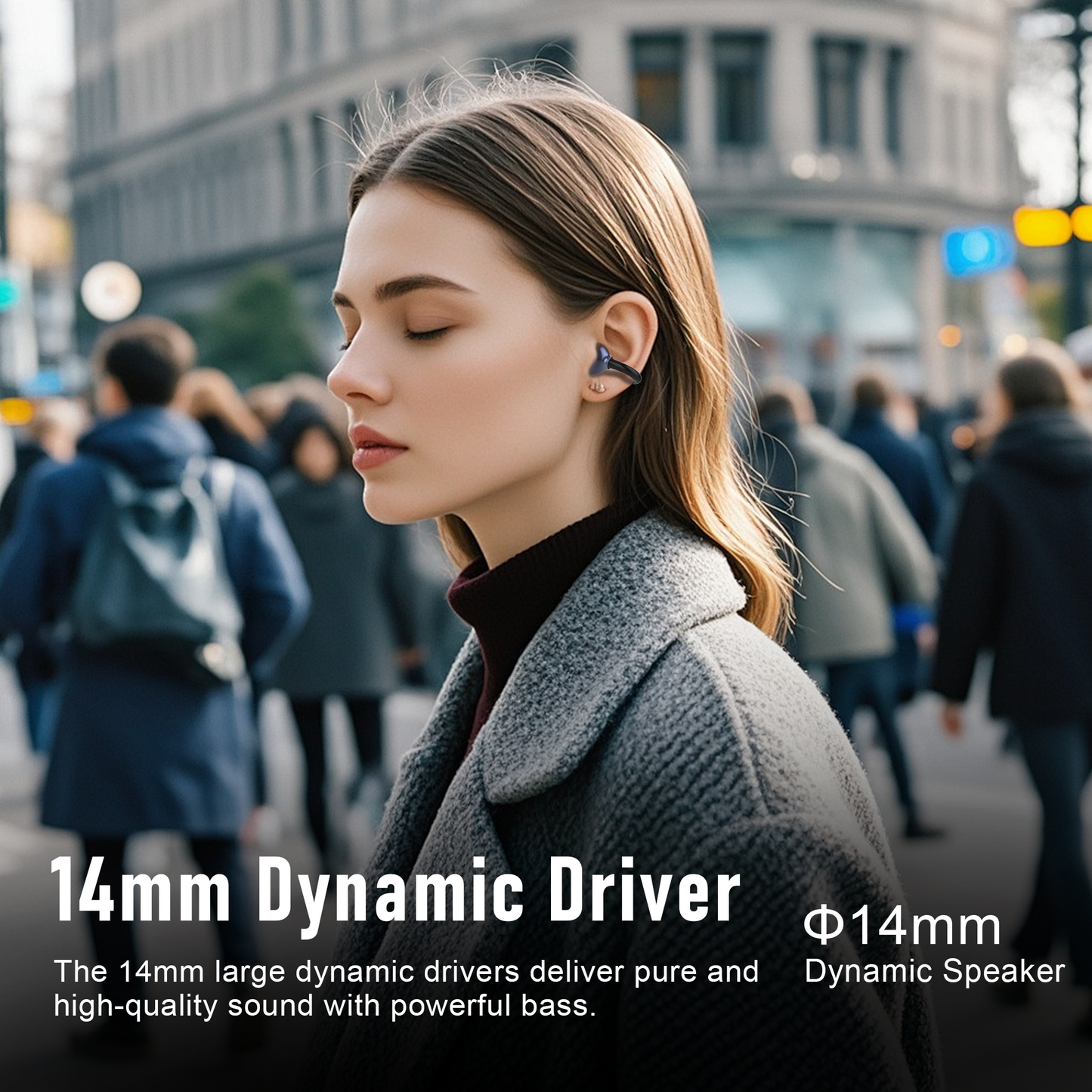 ZIPFORCE True Wireless Earbuds, Open-Ear Bluetooth 5.4 Headphones 2-Mics Clear Call, OWS Bluetooth Earphones Touch Control, IPX4 Waterproof TWS, Light-Weight, Black