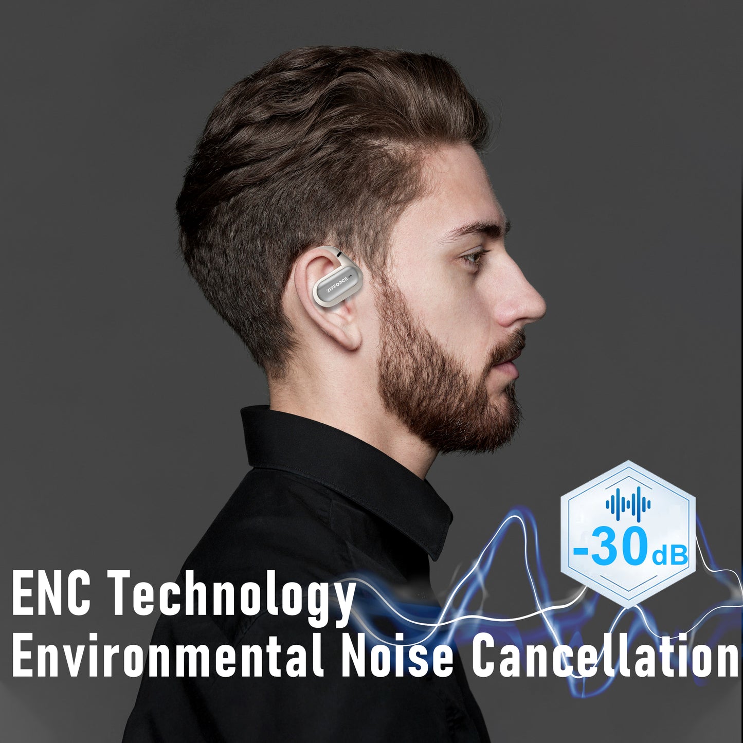 ZIPFORCE True Wireless Earbuds, Open-Ear Bluetooth 5.4 Headphones 4-Mics ENC Clear Call, OWS Bluetooth Earbuds Touch Control, IPX6 Waterproof TWS, Light-Weight, Yellow