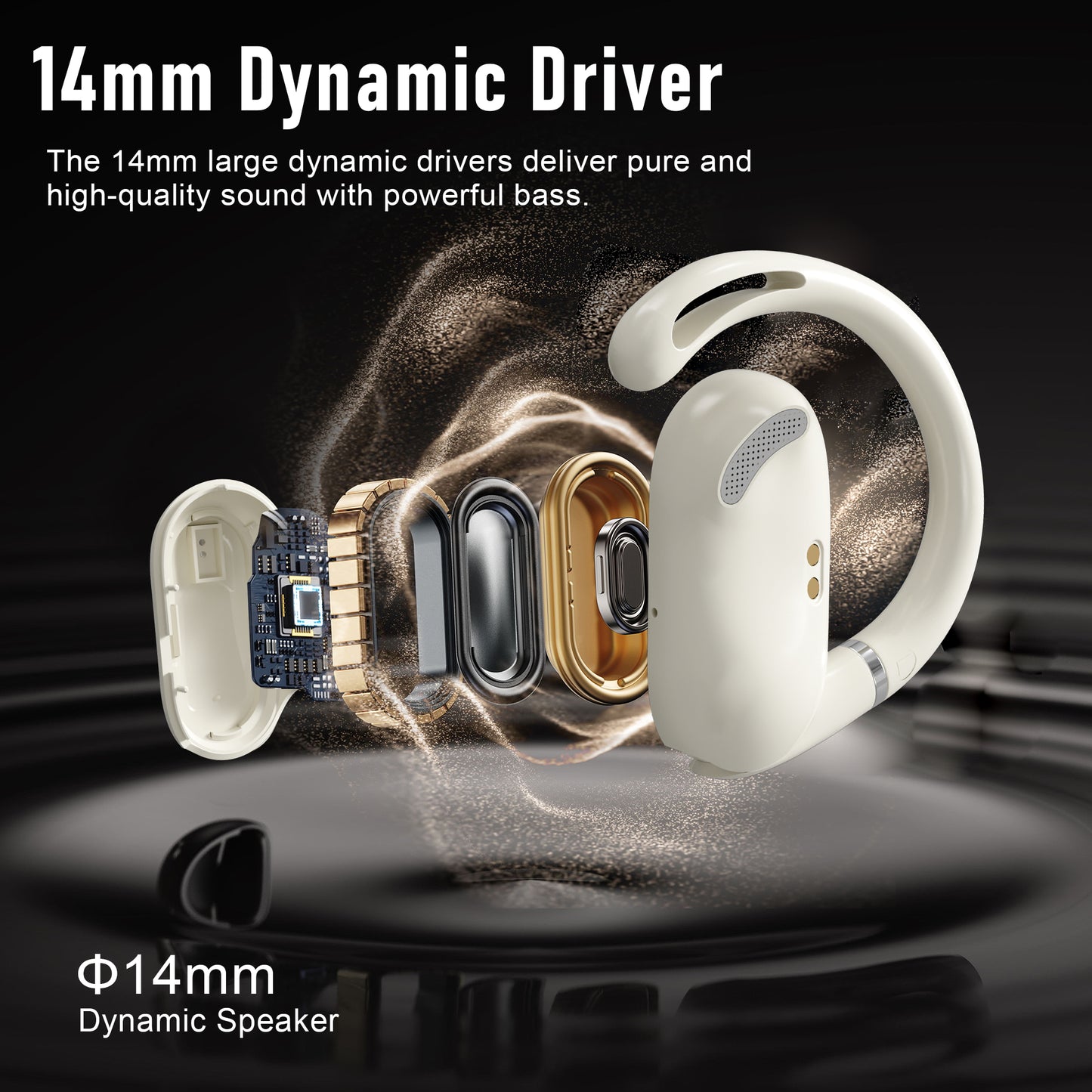 ZIPFORCE True Wireless Earbuds, Open-Ear Bluetooth 5.4 Headphones 4-Mics ENC Clear Call, OWS Bluetooth Earbuds Touch Control, IPX6 Waterproof TWS, Light-Weight, Yellow