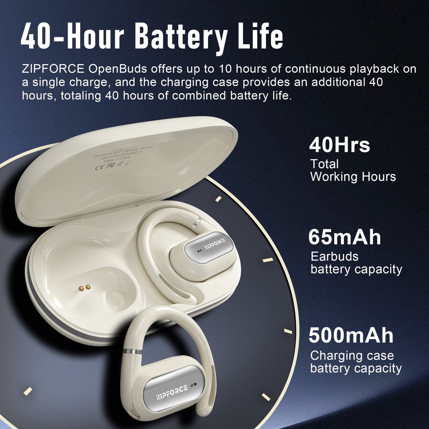 ZIPFORCE True Wireless Earbuds, Open-Ear Bluetooth 5.4 Headphones 4-Mics ENC Clear Call, OWS Bluetooth Earbuds Touch Control, IPX6 Waterproof TWS, Light-Weight, Yellow