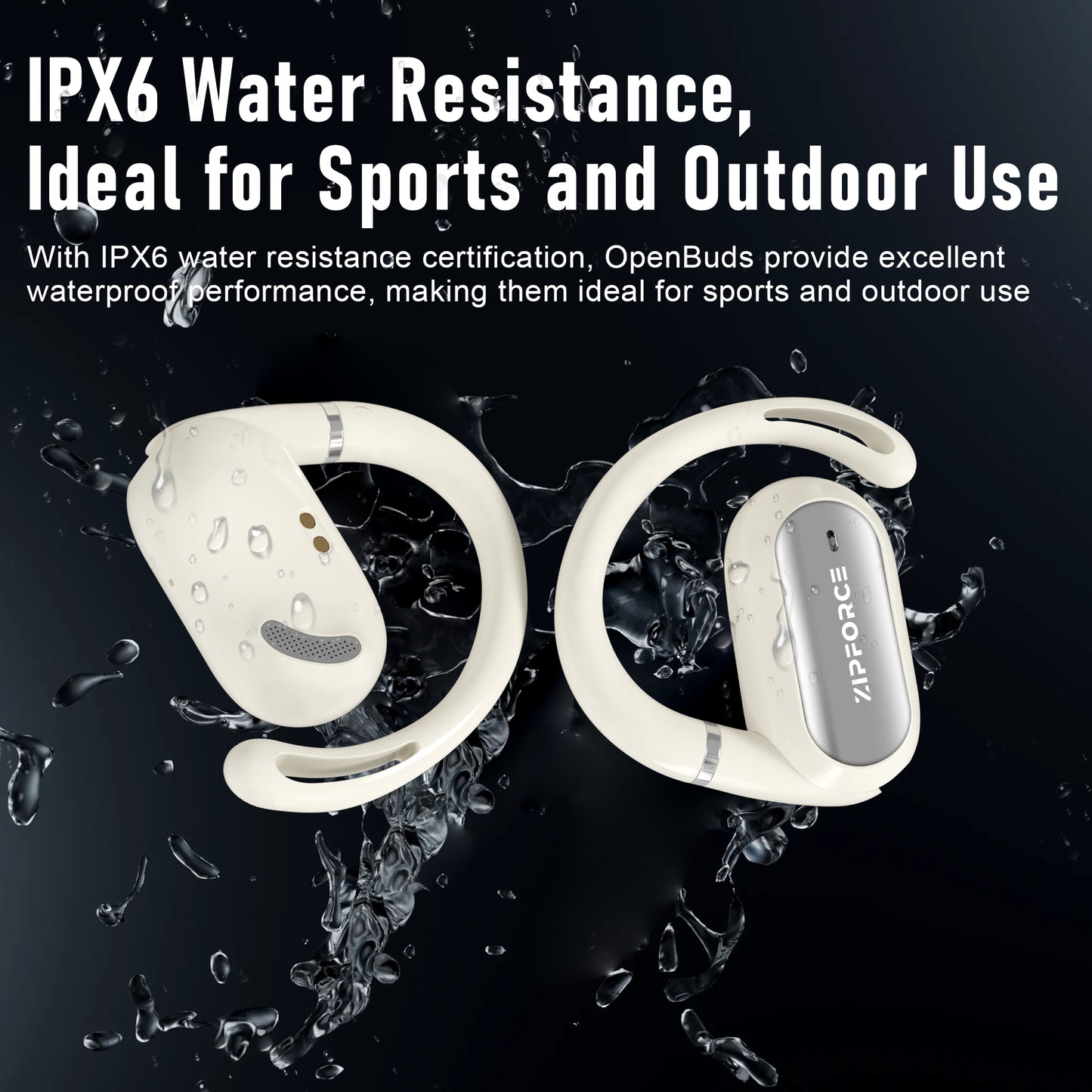 ZIPFORCE True Wireless Earbuds, Open-Ear Bluetooth 5.4 Headphones 4-Mics ENC Clear Call, OWS Bluetooth Earbuds Touch Control, IPX6 Waterproof TWS, Light-Weight, Yellow