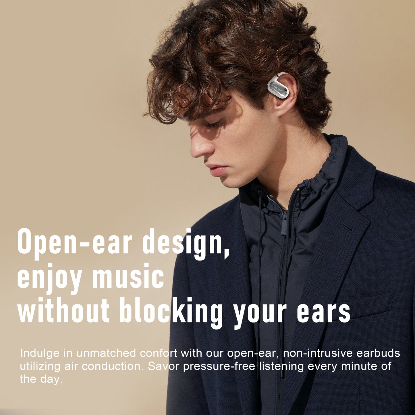 ZIPFORCE True Wireless Earbuds, Open-Ear Bluetooth 5.4 Headphones 4-Mics ENC Clear Call, OWS Bluetooth Earbuds Touch Control, IPX6 Waterproof TWS, Light-Weight, Yellow