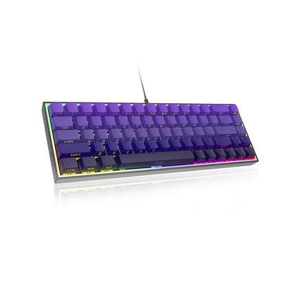 ZIPFORCE 68-Key Mechanical Keyboard, Blue Liner Switches, Type-C Wired Connection, Multi-Color Mixed Backlight, PBT Keycaps, 100 Million Keystroke Lifespan, Hot Swappable Compact Gaming Keyboard