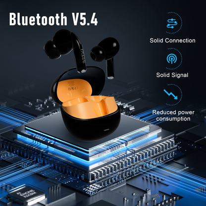 ZIPFORCE True Wireless Earbuds, Semi-In-Ear Bluetooth 5.4 Headphones 4-Micsl, Hybrid Earphones Touch Control, IPX5 Waterproof TWS, Light-Weight Earphones