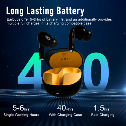 ZIPFORCE True Wireless Earbuds, Semi-In-Ear Bluetooth 5.4 Headphones 4-Micsl, Hybrid Earphones Touch Control, IPX5 Waterproof TWS, Light-Weight Earphones