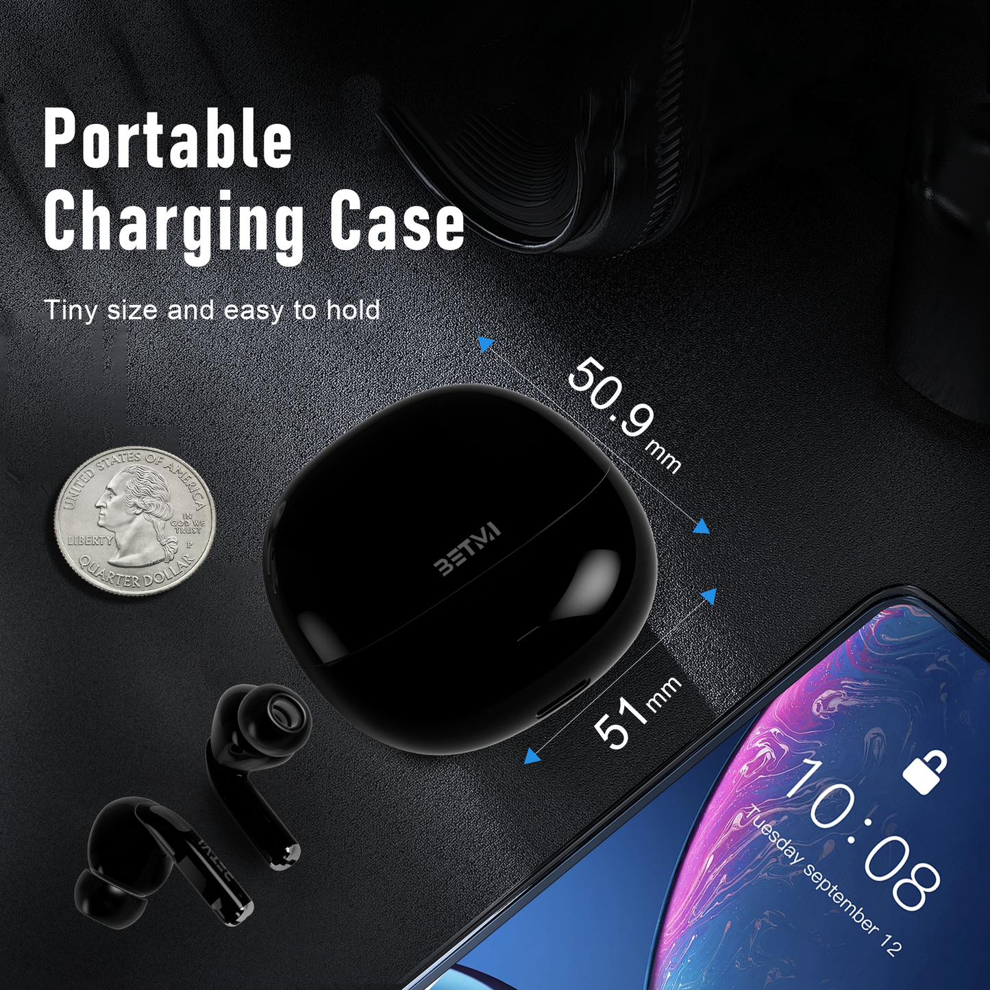 ZIPFORCE True Wireless Earbuds, Semi-In-Ear Bluetooth 5.4 Headphones 4-Micsl, Hybrid Earphones Touch Control, IPX5 Waterproof TWS, Light-Weight Earphones