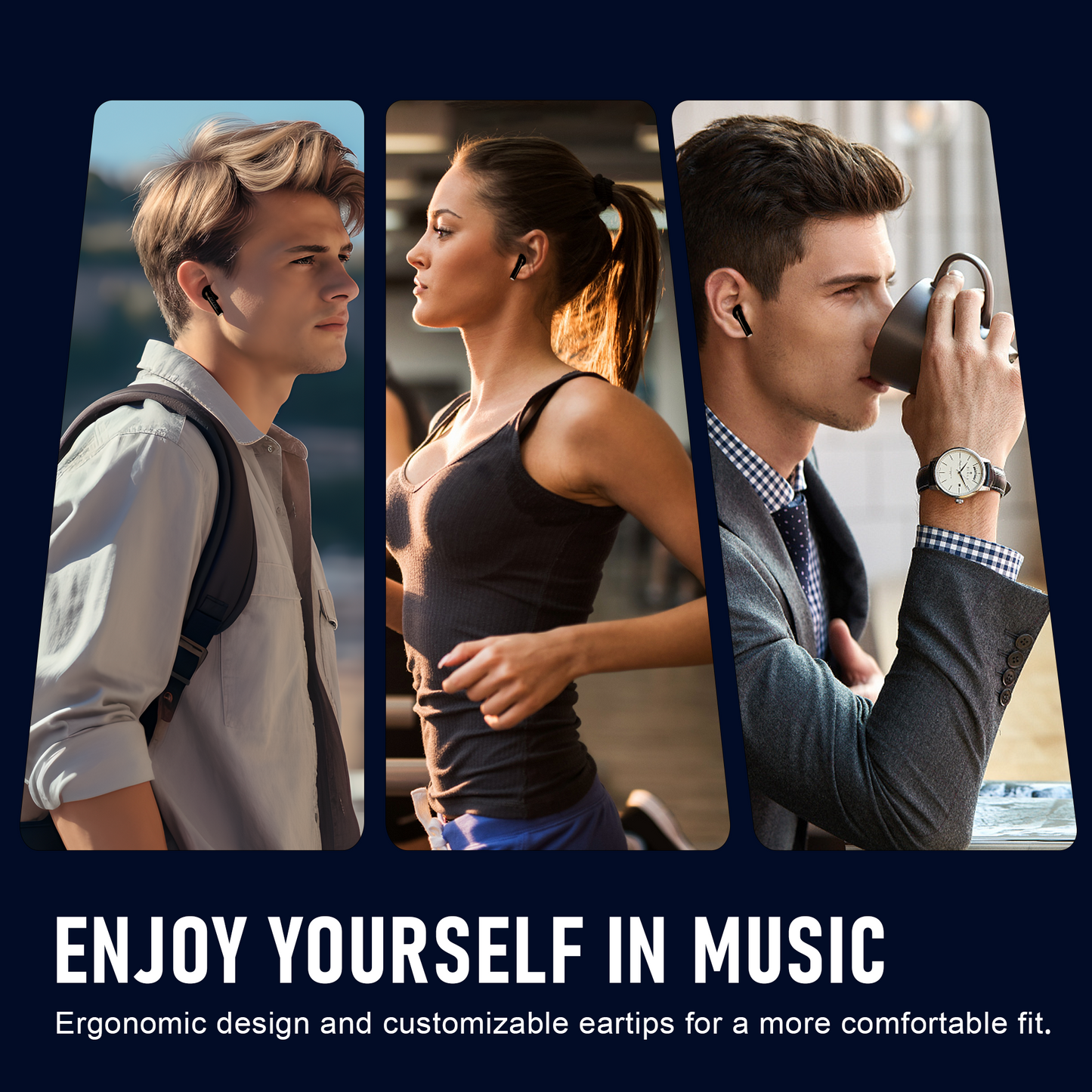 ZIPFORCE True Wireless Earbuds, Semi-In-Ear Bluetooth 5.4 Headphones 4-Micsl, Hybrid Earphones Touch Control, IPX5 Waterproof TWS, Light-Weight Earphones