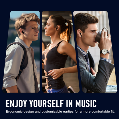ZIPFORCE True Wireless Earbuds, Semi-In-Ear Bluetooth 5.4 Headphones 4-Micsl, Hybrid Earphones Touch Control, IPX5 Waterproof TWS, Light-Weight Earphones