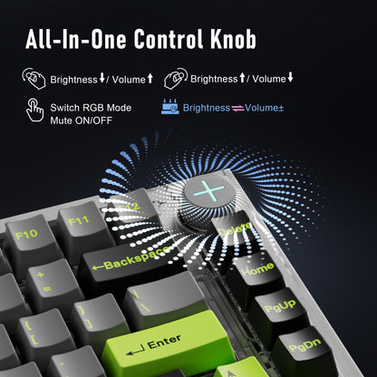 ZIPFORCE Wireless Mechanical Keyboard,81 Keys Hot Swappable Custom Keyboard with Knob,RGB Backlit,2.4GHz/USB-C/BT5.0 Mechanical Gaming Keyboards, PBT Keycaps, 100 Million Keystroke Lifespan