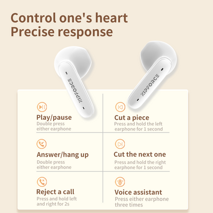 ZIPFORCE True Wireless Earbuds, in-Ear Bluetooth 5.3 Headphones 4-Mics ENC Clear Call, Bluetooth Earbuds Touch Control 40 Playtime, IPX6 Waterproof TWS, Light-Weight Earphones