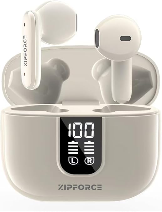 ZIPFORCE True Wireless Earbuds, in-Ear Bluetooth 5.3 Headphones 4-Mics ENC Clear Call, Bluetooth Earbuds Touch Control 40 Playtime, IPX6 Waterproof TWS, Light-Weight Earphones